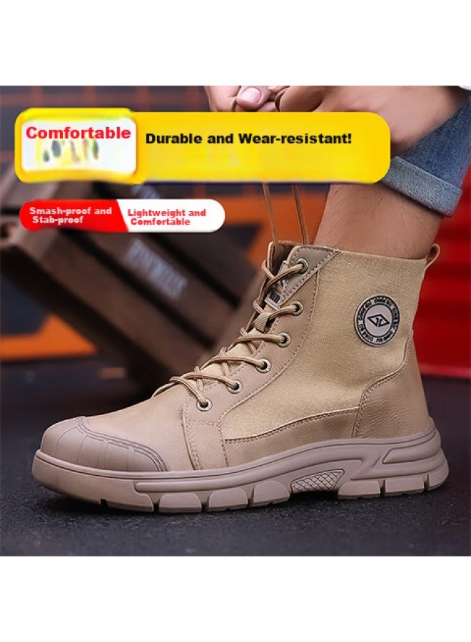 Dinggu Dinggu Safety Shoes, Steel Toe, Puncture-resistant, High-top, Comfortable For Men, Brown, All-season Style, 1316zonggd41 - Image 4