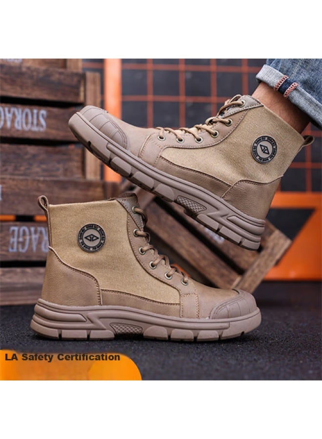 Dinggu Dinggu Safety Shoes, Steel Toe, Puncture-resistant, High-top, Comfortable For Men, Brown, All-season Style, 1316zonggd41 - Image 5