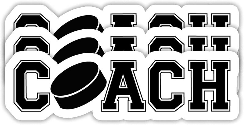 EMMACELA (3PCS) Coach Hockey Sticker, Hockey Stickers - Waterproof Vinyl Decals for Laptops, Tumblers, Scrapbooks, Books, Water Bottles Size 3 x 0.9 Inch - Image 1