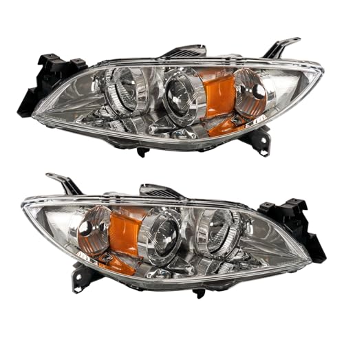 PHILTOP مجموعة مصابيح أمامية PHILTOP تناسب سيارة مازدا 3 سيدان 2004-2009، عاكس واضح عدسة واضحة هيكل واضح، OE BN8F510L0E BN8F510K0E، جانب السائق والراكب، مجموعات مصابيح السيارات - Image 1