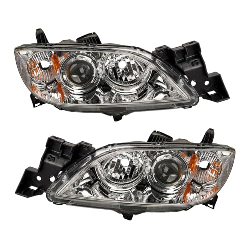 PHILTOP مجموعة مصابيح أمامية PHILTOP تناسب سيارة مازدا 3 سيدان 2004-2009، عاكس واضح عدسة واضحة هيكل واضح، OE BN8F510L0E BN8F510K0E، جانب السائق والراكب، مجموعات مصابيح السيارات - Image 3