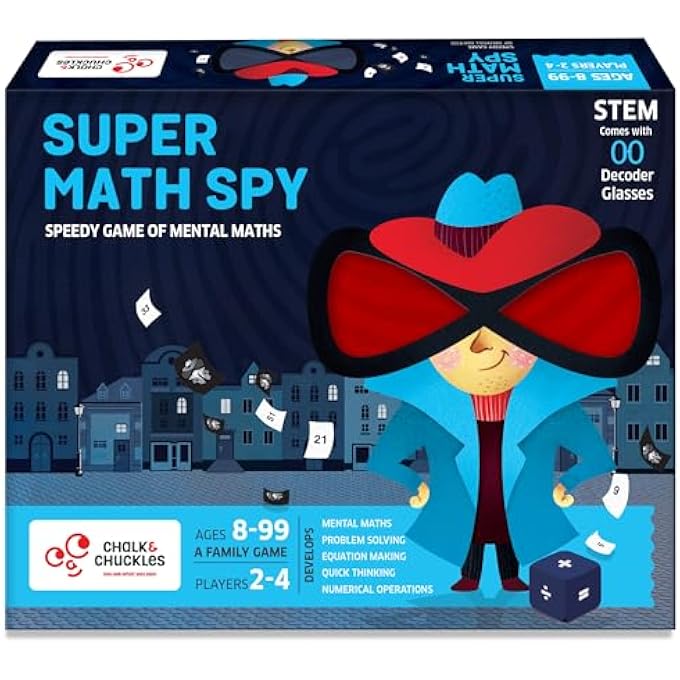 CHALK AND CHUCKLES Super Math Spy Board Game for Kids Age 812 Educational Brain Games for Kids 10 Years Gift for Boys Girls 9 10 11 Years STEM Toys - Image 1