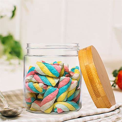 DUBBLIN Borosilicate Glass Jar with airtight wooden Lid, kitchen storage jar container microwave safe - 500ml, 1 Pc, Transparent - Image 1