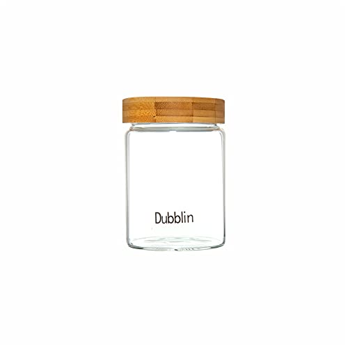DUBBLIN Borosilicate Glass Jar with airtight wooden Lid, kitchen storage jar container microwave safe - 500ml, 1 Pc, Transparent - Image 2