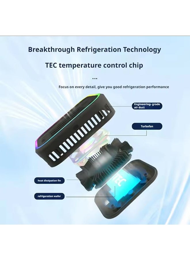 Magnetic Mobile Cooler，Mobile Phone Cooler Fan，USB Cooling Fan for Phone, Temp Smart Control, RGB Light，Universal Semiconductor Radiator Game Pad Holder Stand(SR-03-black)  - Image 4