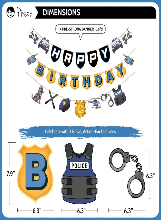 Pirese Police Birthday Party Decorations, Police Party Decorations Kit with Pre-Strung Happy Birthday Banner, Police Car Balloons, Star & Latex Balloons, Cops Party Supplies for Kids - Image 3