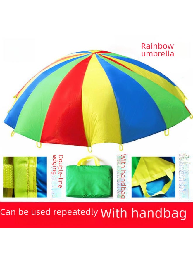 Rainbow Umbrella Outdoor Game Activity Equipment For Kindergarten Children Toy For Kids To Play-Color:11 M Rainbow Umbrella  - Image 3