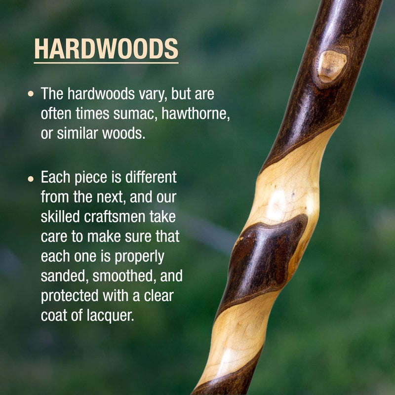 Brazos Rustic Wood Walking Cane, Twisted Hardwood, American Style Handle, for Men & Women, Made in the USA, 34" - Image 3