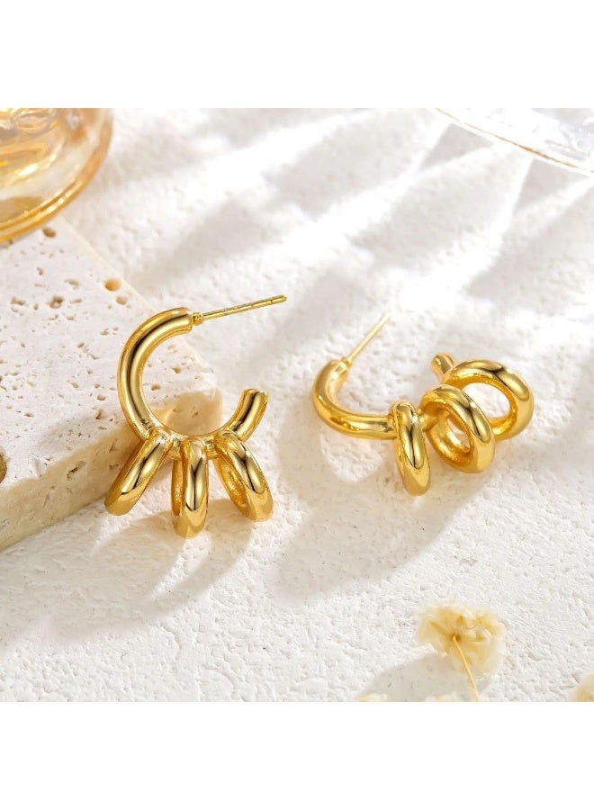 Fayrouz Jewellery Women's Gold Hoop Earrings 18K Gold Plated Stainless Steel Hoop Earrings, Lightweight Hypoallergenic Ear Studs, Fashion Jewelry by Fairuz Jewelry  - Image 4