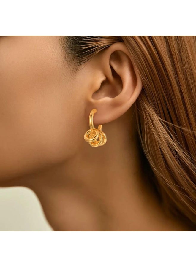 Fayrouz Jewellery Women's Gold Hoop Earrings 18K Gold Plated Stainless Steel Hoop Earrings, Lightweight Hypoallergenic Ear Studs, Fashion Jewelry by Fairuz Jewelry  - Image 3