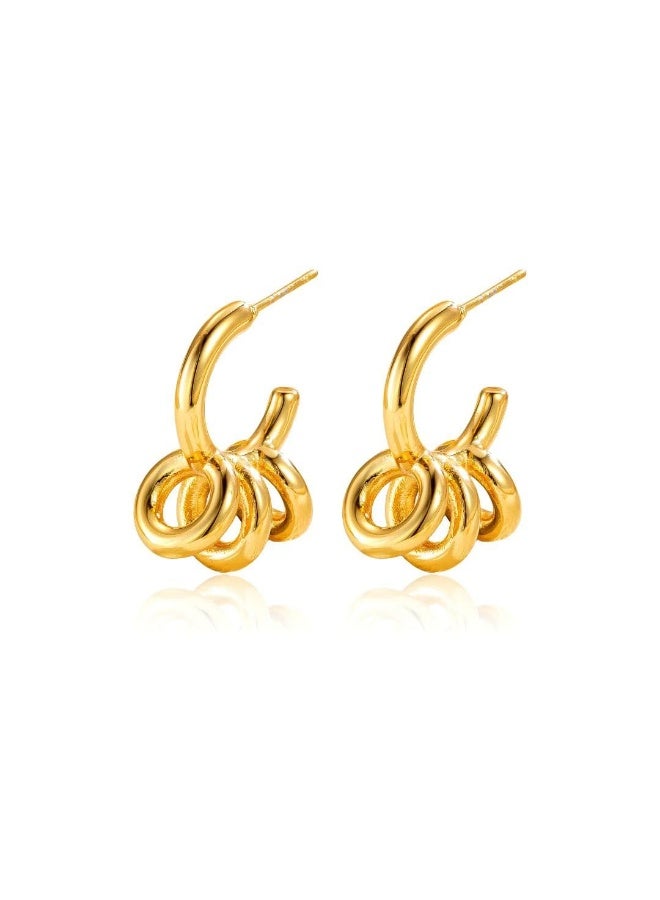 Fayrouz Jewellery Women's Gold Hoop Earrings 18K Gold Plated Stainless Steel Hoop Earrings, Lightweight Hypoallergenic Ear Studs, Fashion Jewelry by Fairuz Jewelry  - Image 1