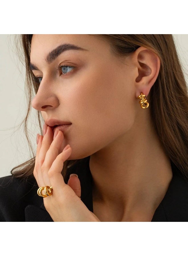 Fayrouz Jewellery Women's Gold Hoop Earrings 18K Gold Plated Stainless Steel Hoop Earrings, Lightweight Hypoallergenic Ear Studs, Fashion Jewelry by Fairuz Jewelry  - Image 2
