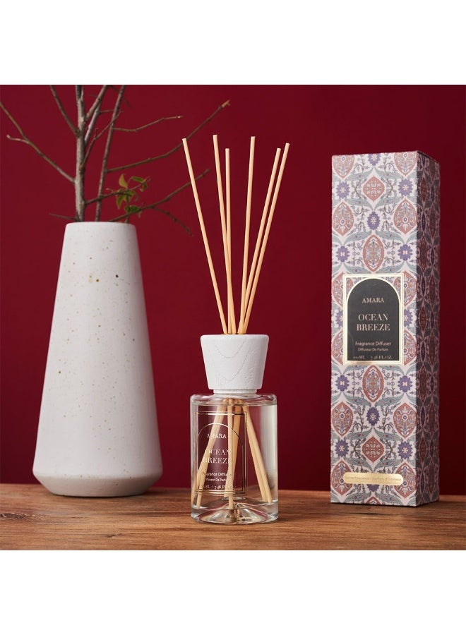Danube Home Amara Silpa Reed Diffuser Ocean Breeze - 220Ml Elegant Home Fragrance Decor Long-Lasting Aroma Oils For Room & Offices Decorative Home Accessories - 8X8X31.2Cm Glass Bottle - Image 5