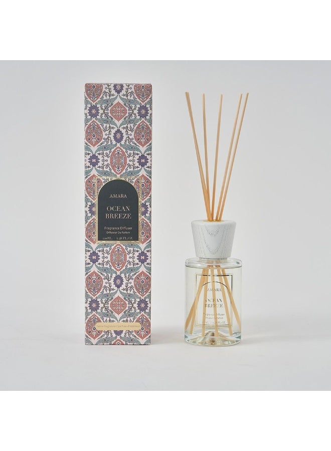 Danube Home Amara Silpa Reed Diffuser Ocean Breeze - 220Ml Elegant Home Fragrance Decor Long-Lasting Aroma Oils For Room & Offices Decorative Home Accessories - 8X8X31.2Cm Glass Bottle - Image 1