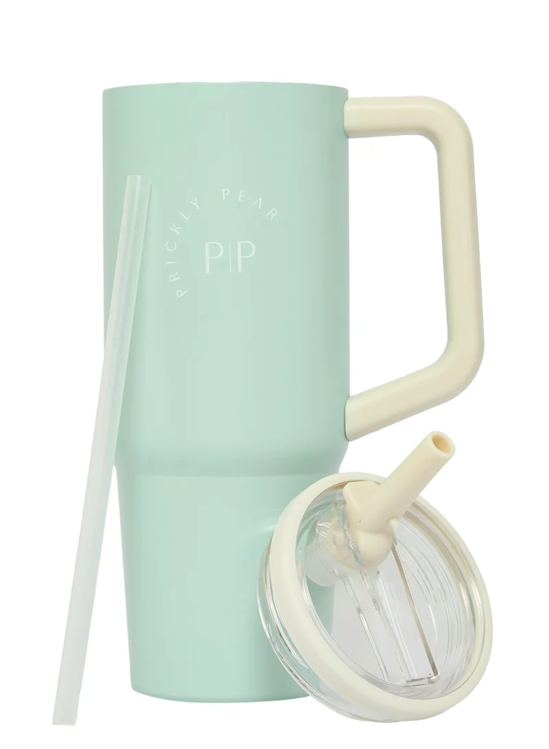 Prickly Pear Stainless Steel 40 Oz Hydrator 2.0 Water Bottle Sage & Cream Logo