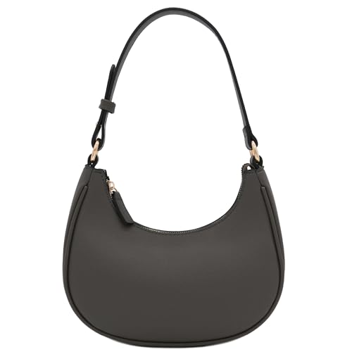 FashionPuzzle Small Crescent Shoulder Bag Underarm Purse (Dark Grey) - Image 1
