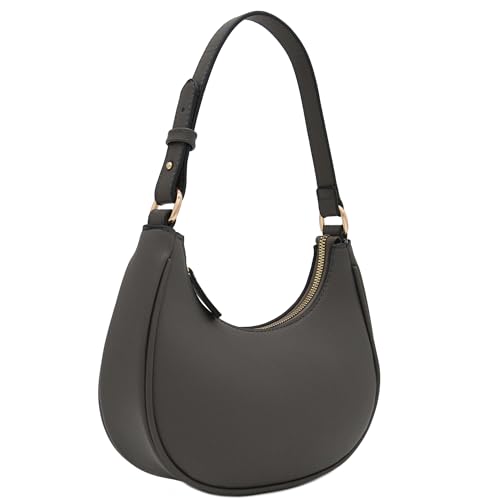 FashionPuzzle Small Crescent Shoulder Bag Underarm Purse (Dark Grey) - Image 2
