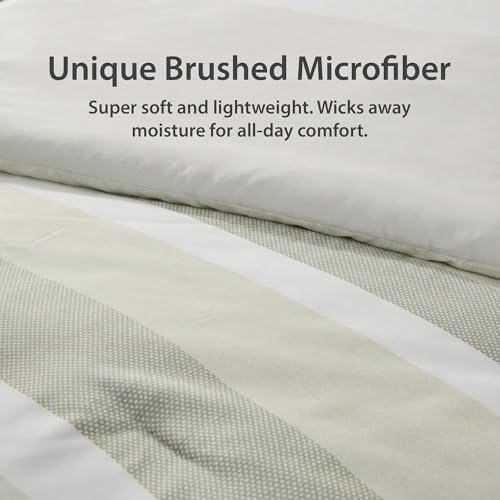 Regency Heights King Size Modern Striped Comforter Set, Lightweight Soft Microfiber Bedding Sets for All Season 7 Pieces Bed in A Bag Set with Comforter, Sheets, Pillowcases & Shams, Neutral - Image 5