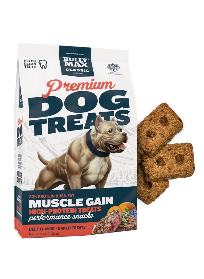 BULLY MAX Premium High Protein Dog Treats For Puppy & Adult Dogs  Training Dog Food Treats With 32% Protein, Real Meat, Veggies & Bcaas For Small, Medium & Large Breeds, Beef Flavor, 400G Bag - Image 1