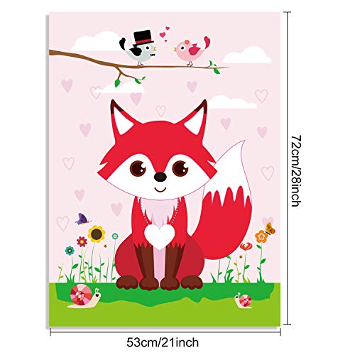FEPITO Pin The Heart on The Fox Valentines Game with 24Pcs Heart Stickers for Valentines Party Supplies Kids Birthday Party Decoration - Image 5