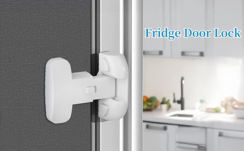 YCTMALL Heavy Duty Protection Fridge Lock For Refrigerator Cabinets,Drawers,Child Safety Cabinet Locks,Easy Install Without Keys,White. - Image 2
