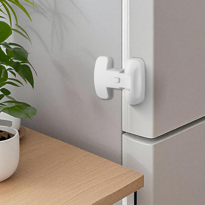 YCTMALL Heavy Duty Protection Fridge Lock For Refrigerator Cabinets,Drawers,Child Safety Cabinet Locks,Easy Install Without Keys,White. - Image 1