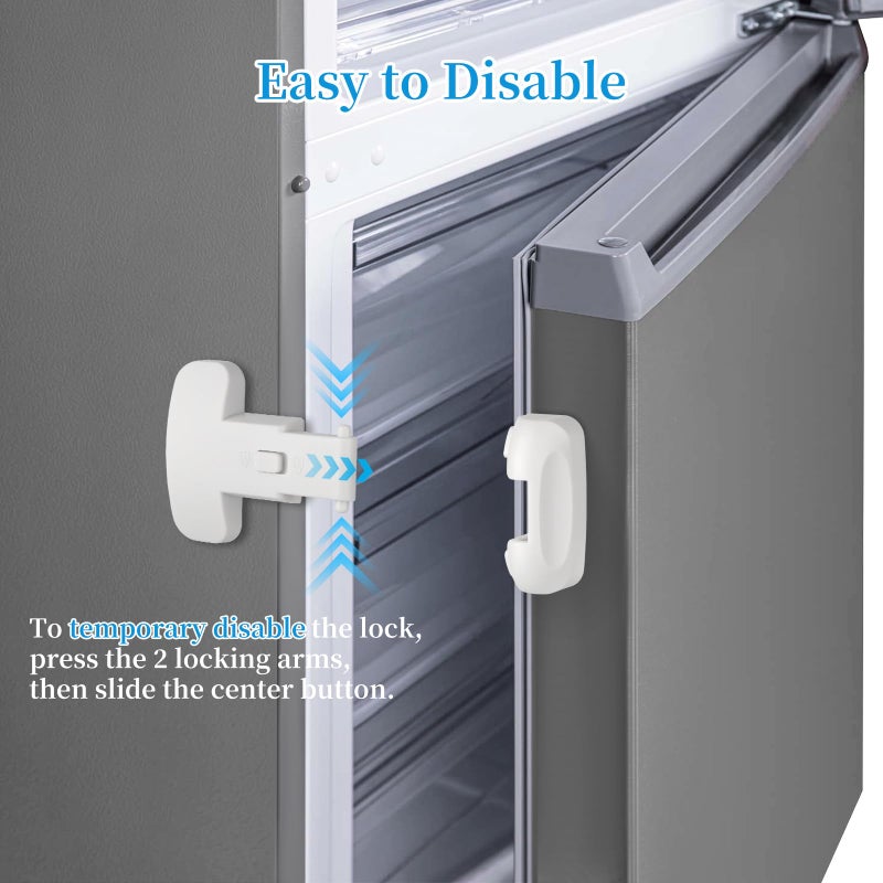 YCTMALL Heavy Duty Protection Fridge Lock For Refrigerator Cabinets,Drawers,Child Safety Cabinet Locks,Easy Install Without Keys,White. - Image 3