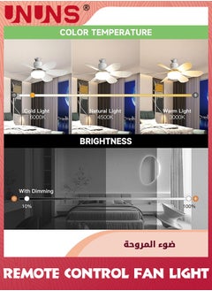 UNUNS Fan Light,20.5in Small Ceiling Fan Lights With E27 Base,3 Speeds,Dimmable LED,Cordless Light Socket Fan For Kitchen,Bedroom,And Small Rooms  - Image 2