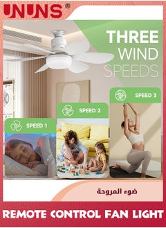 UNUNS Fan Light,20.5in Small Ceiling Fan Lights With E27 Base,3 Speeds,Dimmable LED,Cordless Light Socket Fan For Kitchen,Bedroom,And Small Rooms  - Image 3