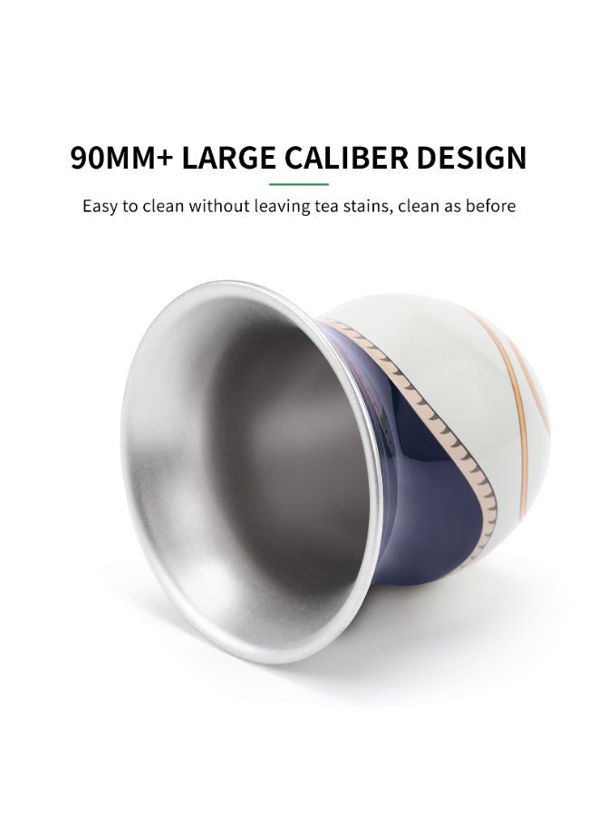 كوبرو كوب يربا ماتيه من CUOPRU بتصميم السرج مع شفاطة ومُفرشة تنظيف – قرعة فم واسع بسعة 280 مل للمتي، الشاي والمشروبات الأخرى (أزرق داكن) - Image 2