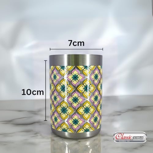 Classic Steels Stainless Steel - Multipurpose Tara Mandala Designer Glass Set for Home & Office | Ideal for Serving Water, Juice, Cold Drinks & Lemonade | Ideal Gift Choice | Pack of 6 | 300 ML Each - Image 3