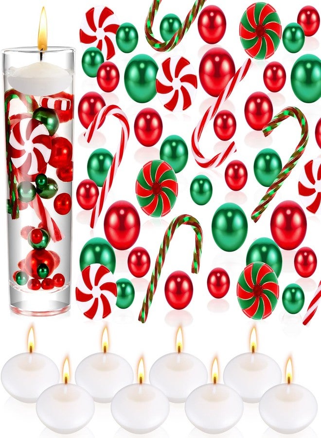 Mtlee 124 Pcs Christmas Vase Filler Pearls for Vase Filler Christmas Table Decor Floating Candles Centerpiece with 8 Floating Candles for Table Party Festival Decor, Not Included Clear Beads (Fresh Style) - Image 1