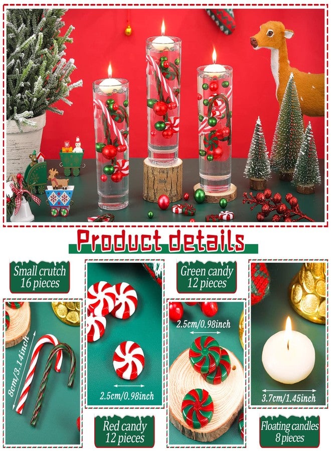 Mtlee 124 Pcs Christmas Vase Filler Pearls for Vase Filler Christmas Table Decor Floating Candles Centerpiece with 8 Floating Candles for Table Party Festival Decor, Not Included Clear Beads (Fresh Style) - Image 3