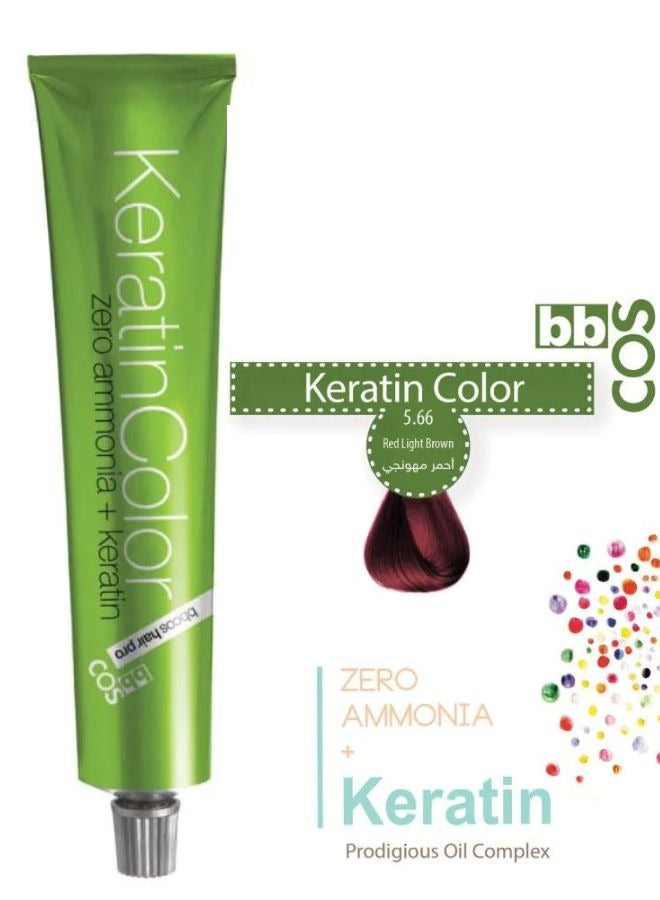 100% Ammonia-Free Keratin Infused Permanent Hair Color 5.66 Red Light Brown 100ml