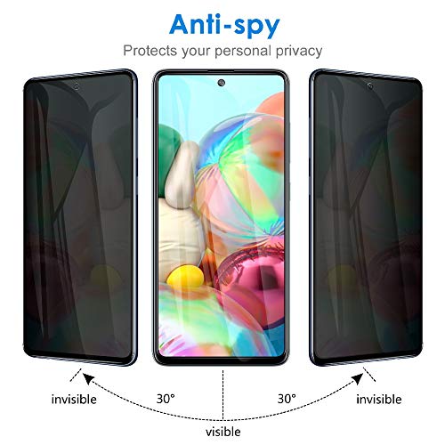 LYWHL [2 Pack] for Samsung Galaxy A71 / A72 / A73 Privacy Screen Protector, Anti Spy 9H Tempered Glass for Galaxy A73 5G A71 A72 (4G/5G), Case Friendly Full Coverage Anti Scratch Bubble Free Easy Install - Image 3