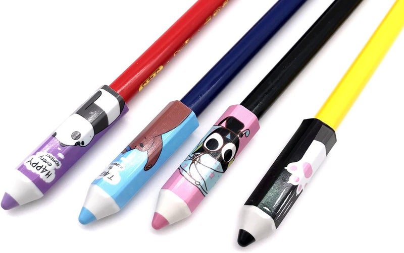 Outman Outman Pack of 20 pcs Assorted Patterns Plastic Pencil Cap Pencil Shield Pencil Extender Holder Pencil Point Protector Cover - Image 3