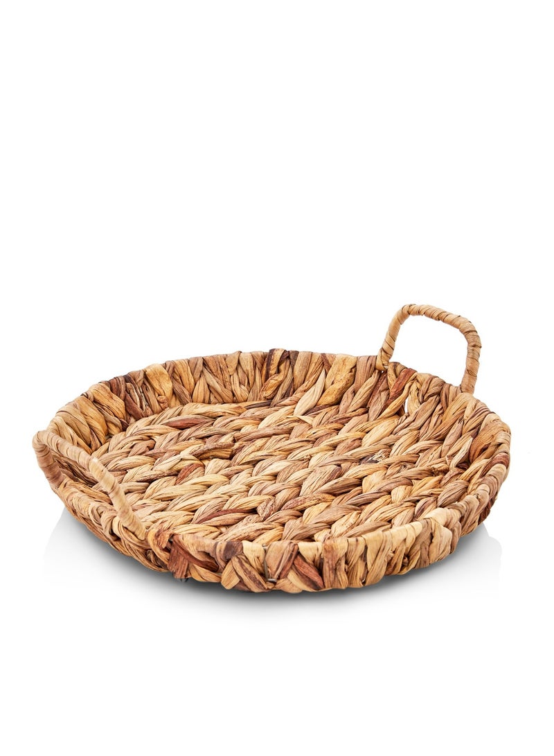 3-Piece Set – Handwoven Natural Seagrass Round Serving Trays with Handles - Image 4