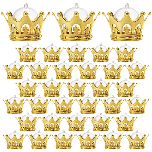 WUWEOT 36 Pack Refillable Crown Candy Box with Dome, Decorative Fillable Crown Candy Holder for Candies Chocolates Cake Dessert Baby Shower Princess Birthday Party Supplies - Image 1