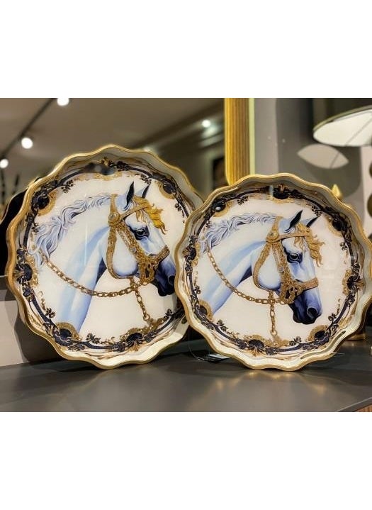 Roy King - Royking Horse 2 Liter Round Tray 39X4-34X4 cm Fx 021 - Image 1