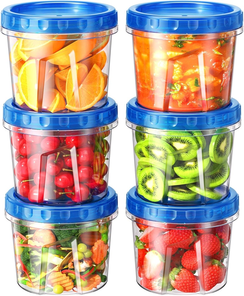 BiuLeon 6 Pack 24 oz Freezer Storage Containers with Twist Top Lids - BPA Free, Leakproof, Microwave and Dishwasher Safe - Image 1