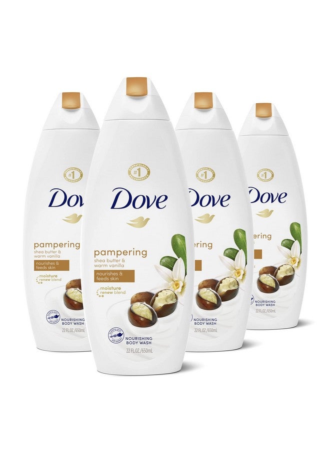 دوف غسول الجسم Dove Purely Pampering للبشرة الجافة بزبدة الشيا مع الفانيليا الدافئة يزيل البكتيريا بفعالية مع تغذية بشرتك، 22 أونصة سائلة (عبوة من 4 قطع) - Image 1