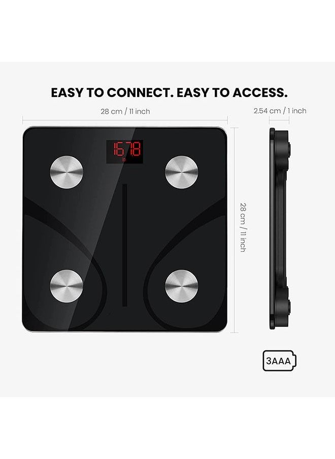 Arabest - Smart Scale for Body Weight, Digital Bathroom Scale BMI Weighing Bluetooth Body Fat Scale, Body Composition Monitor Health Analyzer with Smartphone App, 400 lbs - Black - Image 1