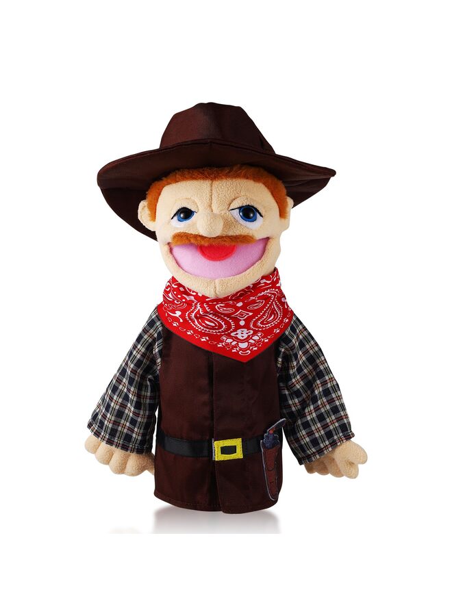 دمى يدوية للعب الأدوار، ألعاب يدوية محشوة، دمى للأطفال بفم متحرك، سرد قصص، لعب تظاهري خيالي، تعليم لمرحلة ما قبل المدرسة (رعاة البقر) - Image 2