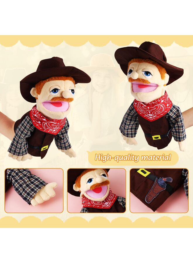 دمى يدوية للعب الأدوار، ألعاب يدوية محشوة، دمى للأطفال بفم متحرك، سرد قصص، لعب تظاهري خيالي، تعليم لمرحلة ما قبل المدرسة (رعاة البقر) - Image 3