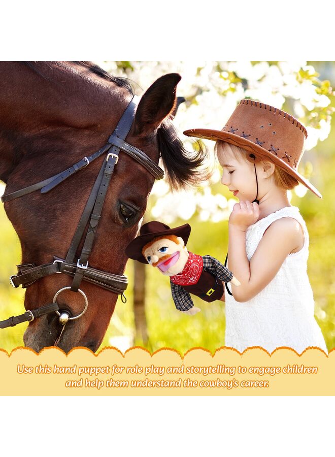 دمى يدوية للعب الأدوار، ألعاب يدوية محشوة، دمى للأطفال بفم متحرك، سرد قصص، لعب تظاهري خيالي، تعليم لمرحلة ما قبل المدرسة (رعاة البقر) - Image 5