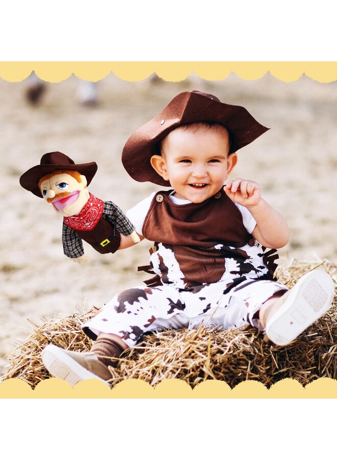 دمى يدوية للعب الأدوار، ألعاب يدوية محشوة، دمى للأطفال بفم متحرك، سرد قصص، لعب تظاهري خيالي، تعليم لمرحلة ما قبل المدرسة (رعاة البقر) - Image 4