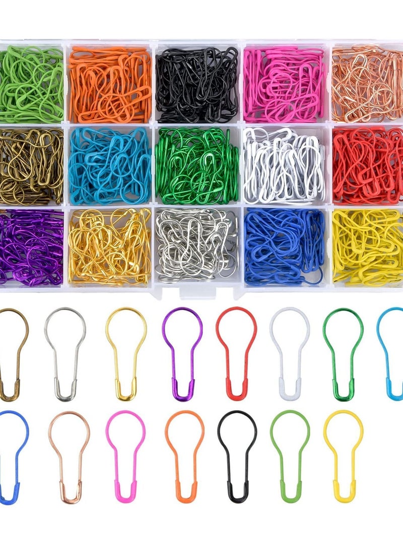 Y&D 750 Pieces Light Bulb Safety Pins, Pear Shaped Metal Gourd Small Clothing Tag Pins with Storage Box for Clothes Sewing, Craft Making and DIY Projects (15 Colors)  - Image 1