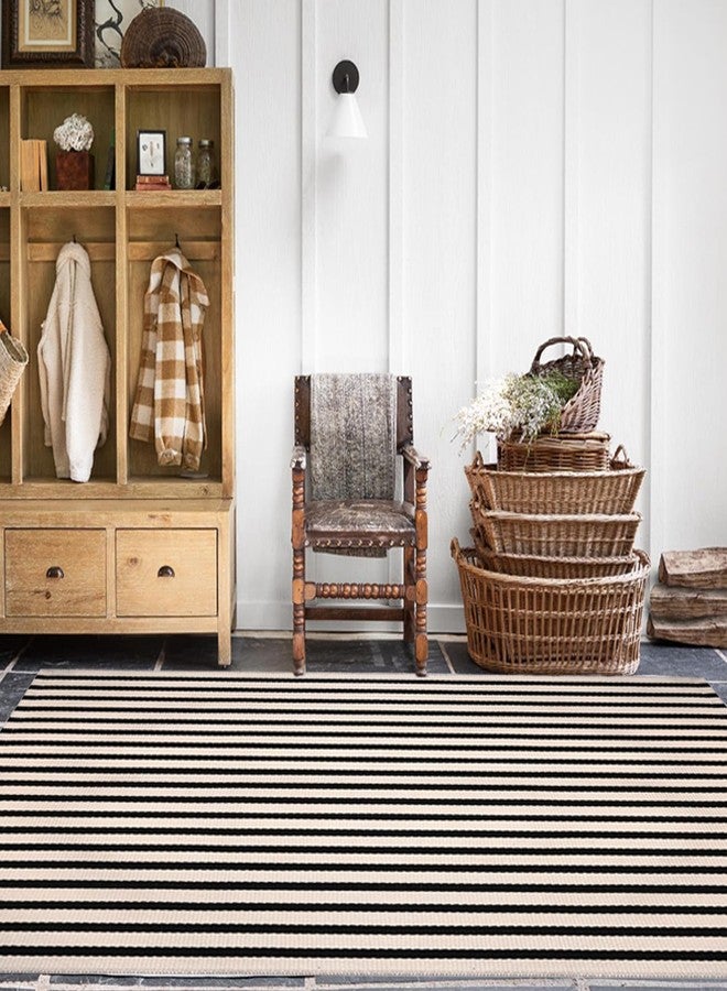 Fallovea Black and White Striped Rugs, 28x43 Inches Outdoor Front Porch Doormat Cotton Hand-Woven Farmhouse Layered Door Mats for Front Porch, Patio, Entryway, Laundry Room - Image 4