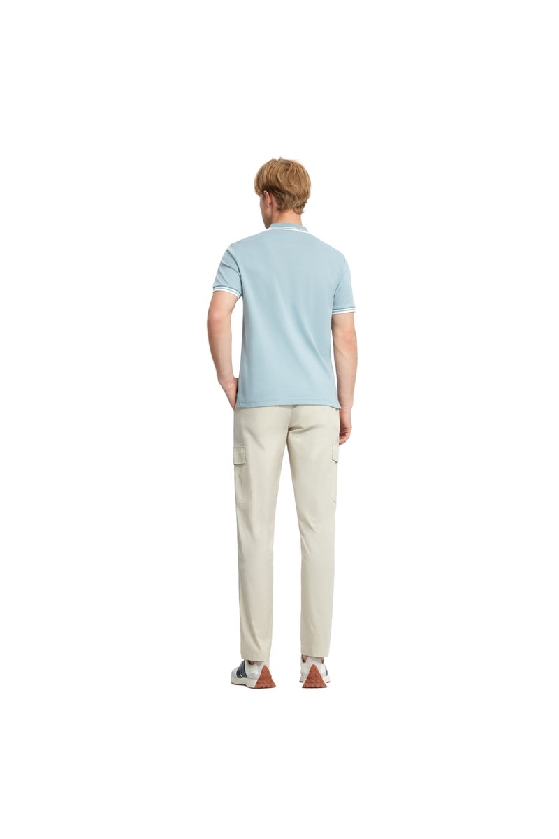 GIORDANO Men's Blue Regular Fit Polo Shirt - Image 4