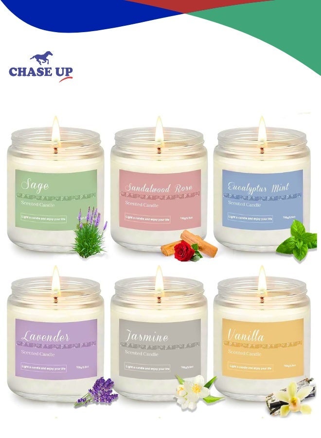 Chase Up 6 Pack Scented Candles for Home scented candles gift set Scented Aromatherapy Candles Gifts Set for Women, Lavender Candle, Natural Soy Wax Long Lasting Candle Set Gifts for Birthday, Valentine, Ramadan, Anniversary Present - Image 1